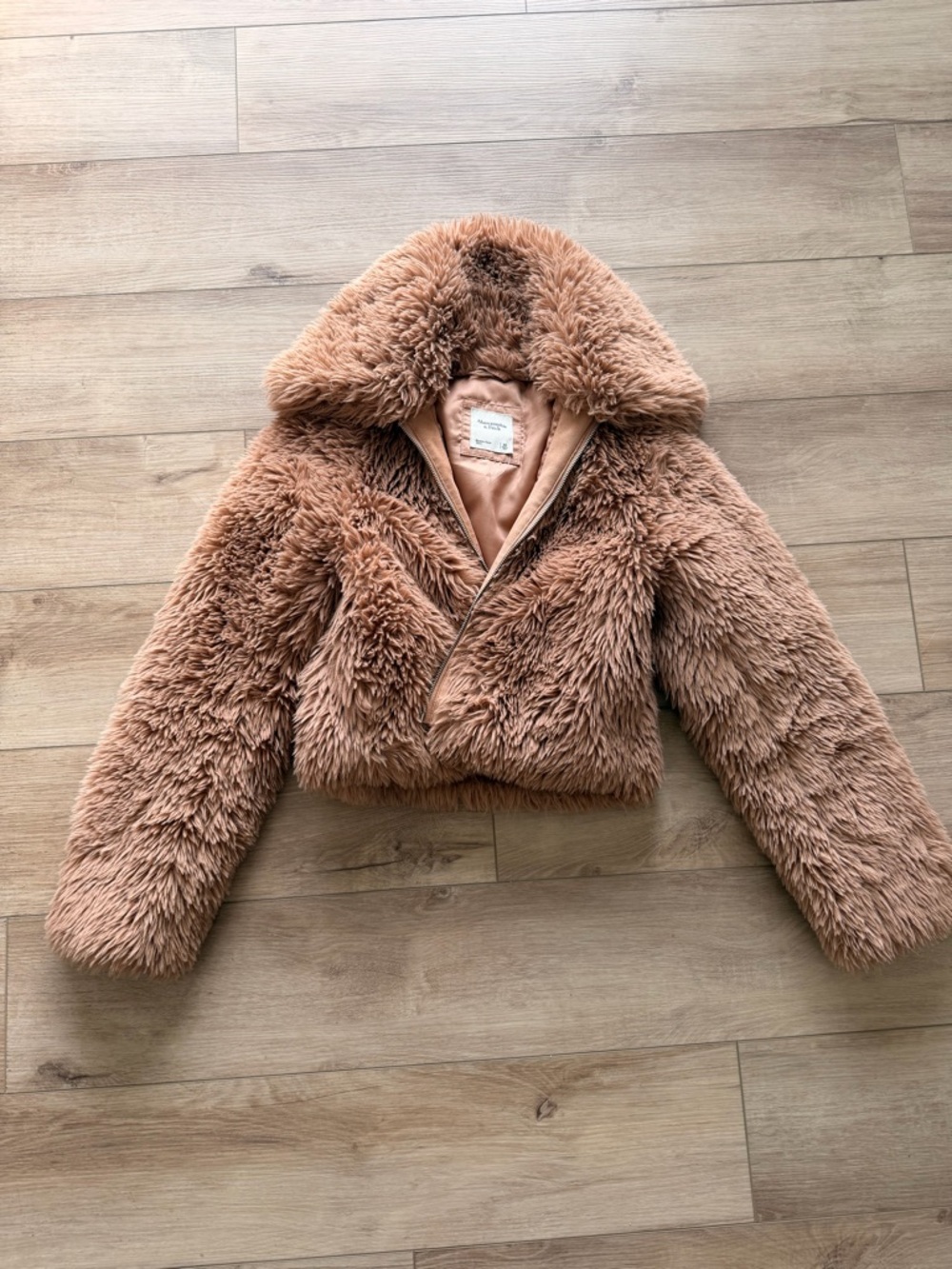 Abercrombie & Fitch Plush Faux Fur Jacket - Warm Taupe
